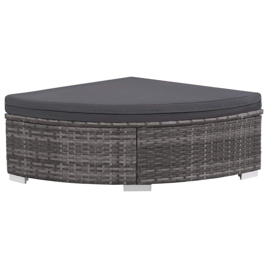 Set of 6 Poly Rattan Patio Sectional Corner Sofa with 2 Ottoman and Cushions Gray M945197