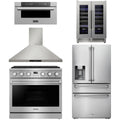 36 Gas Range, Range Hood, Refrigerator, Microwave and Wine Cooler X497593