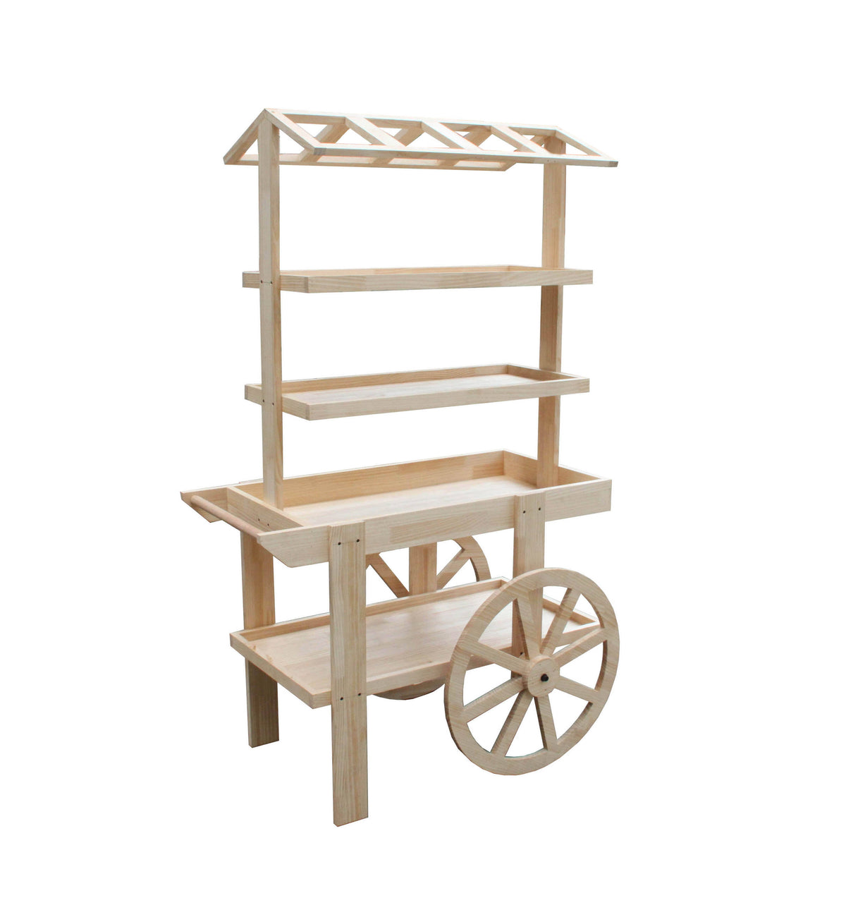 Wooden Vendor Cart with 3 Shelves F886