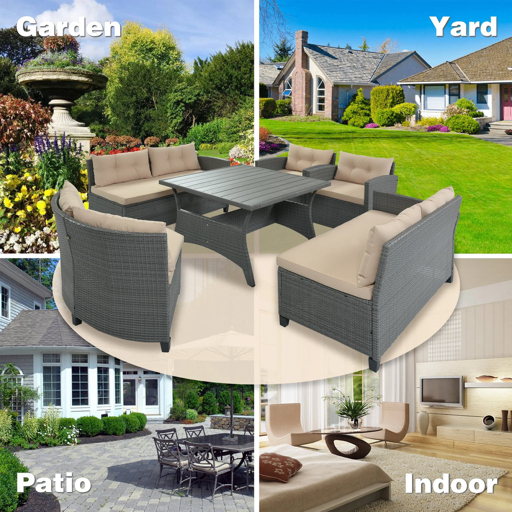 6-Piece Outdoor Wicker Sofa Set with Cushions and Pillows J617
