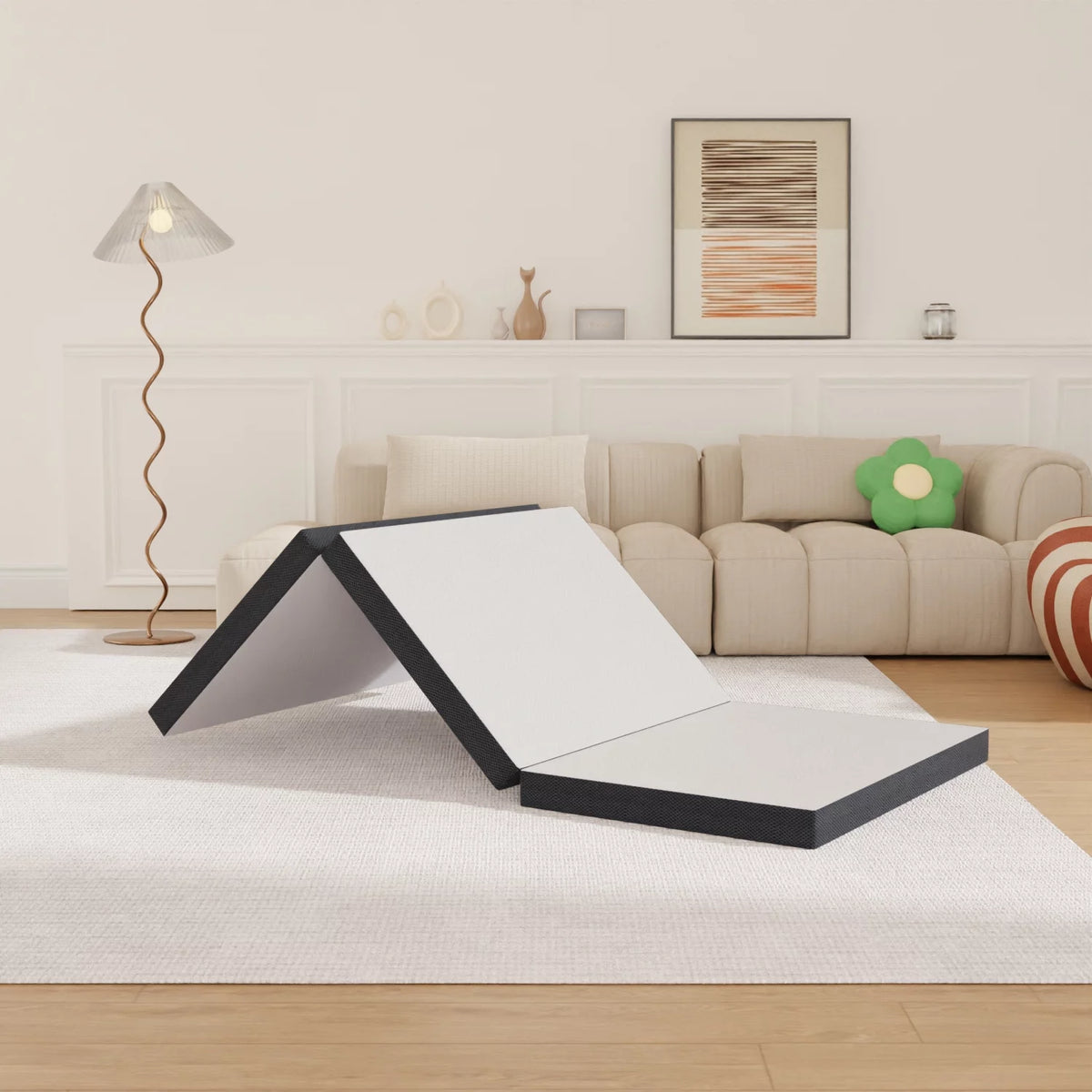 3 Inch Single Foldable Floor Mattress with Washable Cover J767157