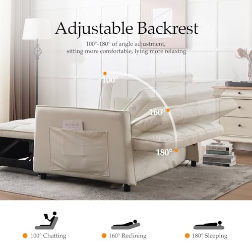Light Grey Velvet Convertible Sleeper Sofa Couch Bed with USB O49238