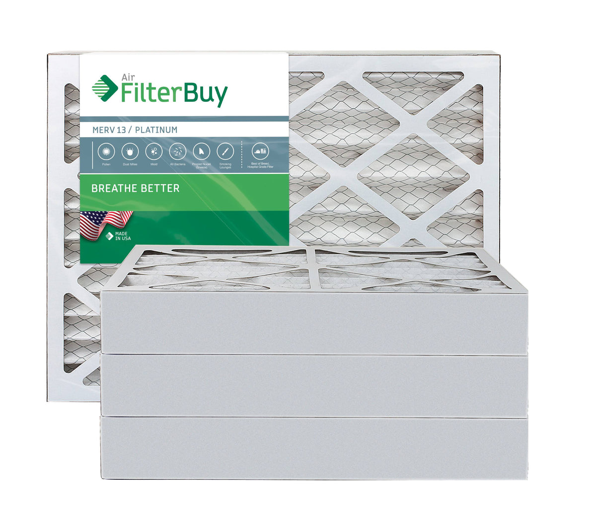 MERV 13 18x24x4 Pleated AC Furnace Air Filter, Pack of 4 X7883