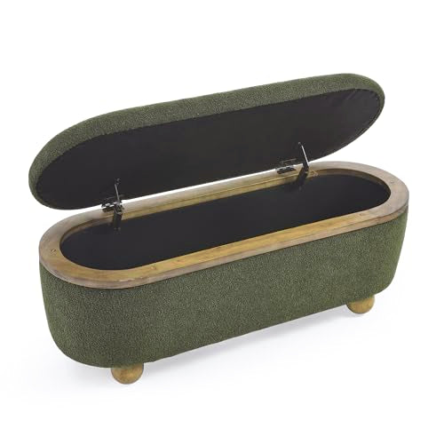 Dark Blue Upholstered Storage Ottoman Bench G6959