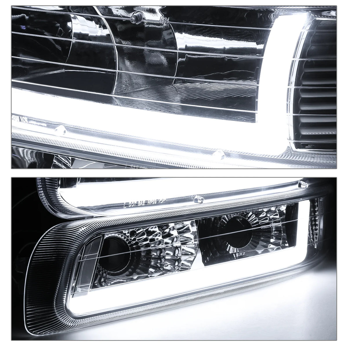 Headlights Assembly with LED Tube DRL for Chevy Silverado Suburban Tahoe Truck U36754
