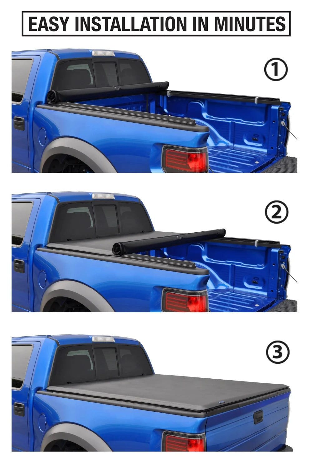 Soft Roll-up Truck Bed Tonneau Cover for 2020-2024 Chevy Silverado GMC Sierra 2500 3500HD 6'10" (82") Bed L998
