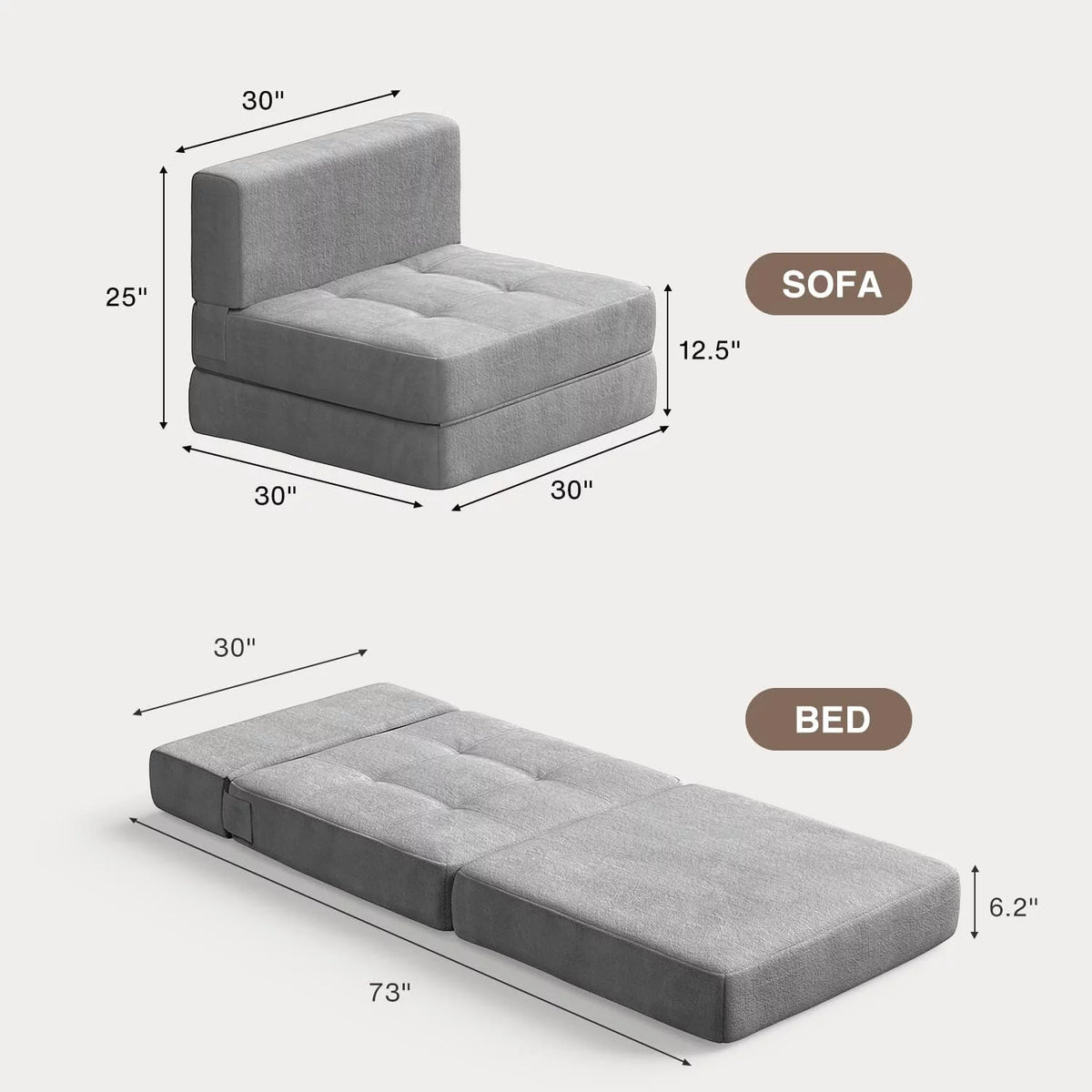 Dark Gray Convertible Sleeper Sofa Bed M729870