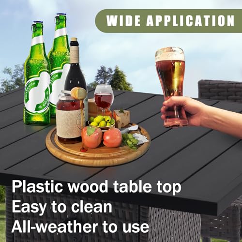 5-Piece Outdoor Wicker Bar Set with 4 Stools (Grey) I1553