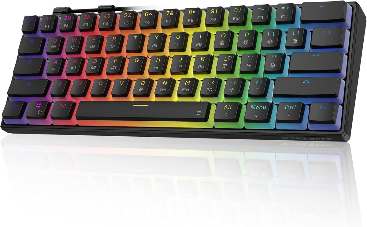 White 60% Mechanical Gaming Keyboard with PBT Pudding Keycaps H686862