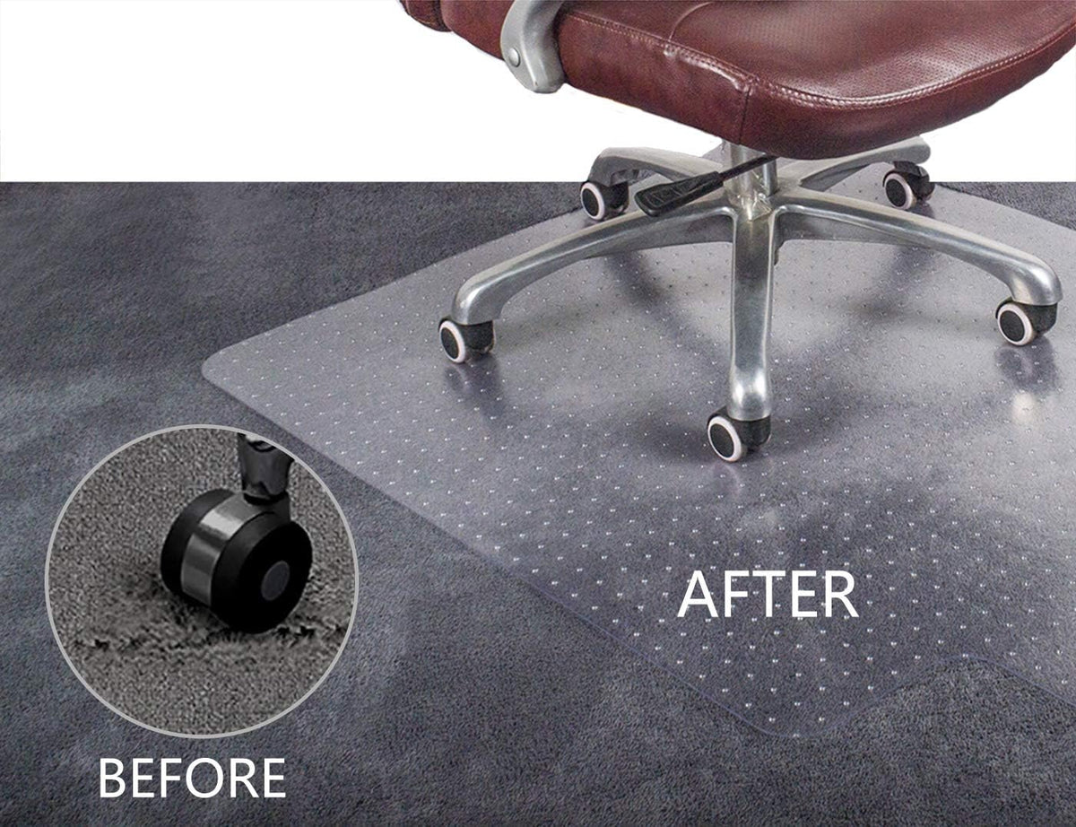 Transparent Thick Chair Mats for Carpet with Grippers (53'' x 45'' with Lip) D1354