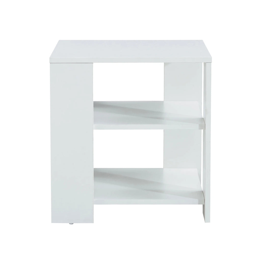 White 3 Tier Wood Square Nightstand R66896