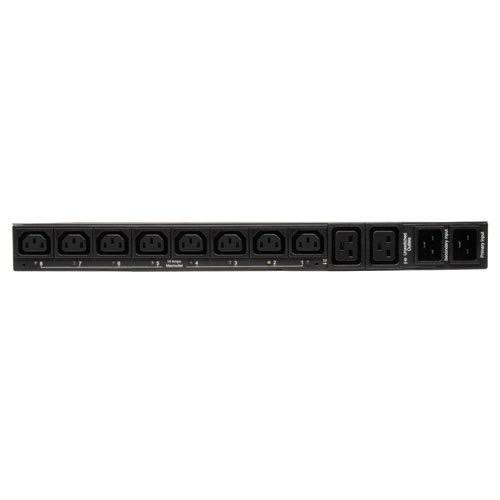 Metered PDU with ATS 20A 10 Outlets 8 C13 C19 200-240V 2 C20 12 ft Cord 1U Rack-Mount Power C1392