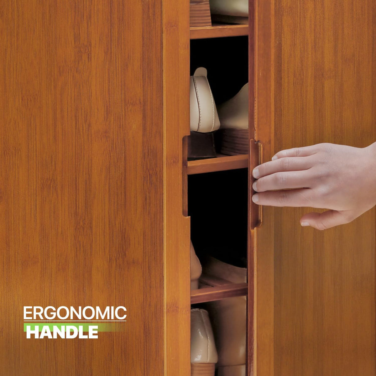 5 Tier Bamboo Shoe Cabinet with Doors J305