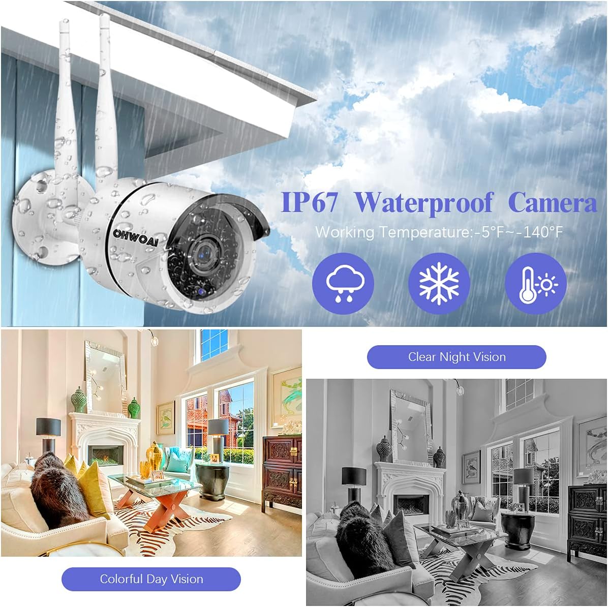 Wireless 8 Channel 1080P NVR Security Camera System with 4TB Hard Drive and 8PCS 1080P IP Cameras H766