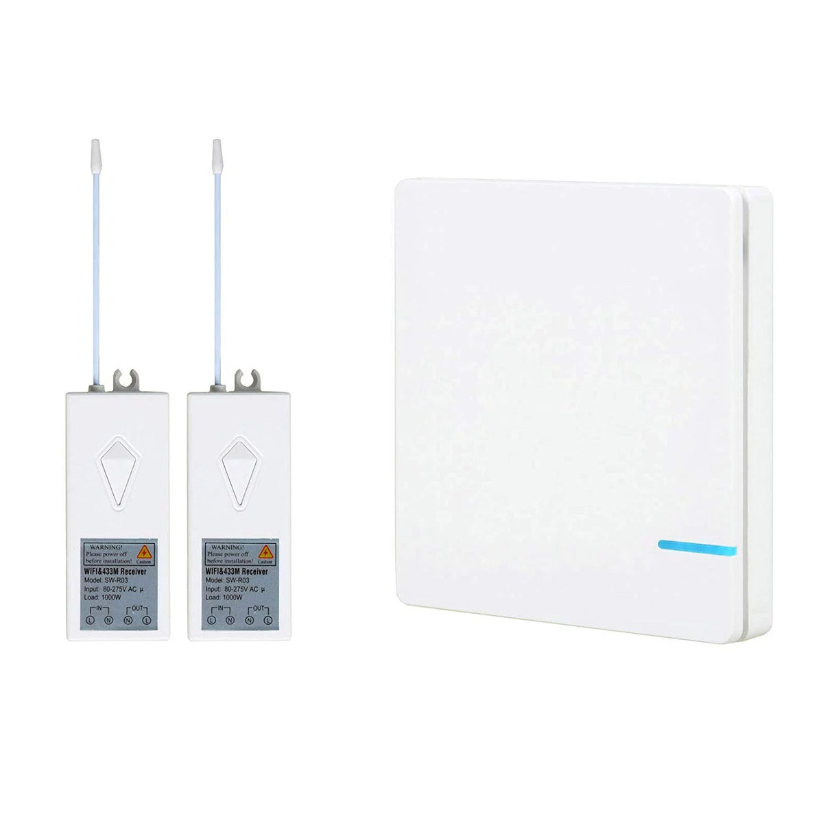 Smart Light Switch WiFi Wall Wireless 1-gang Switch with 2x WIFI Receiver D89752