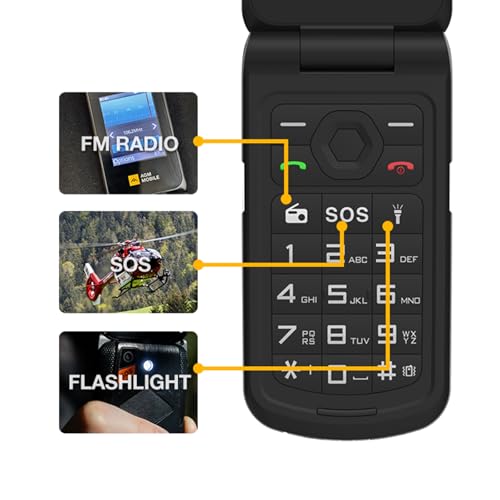 Rugged Basic Flip Phone, 4G Feature Cell Phone, Waterproof & Drop-Proof, SOS Button, Speed Dial, 98dB Speaker, Large Fonts & Big Buttons I64548