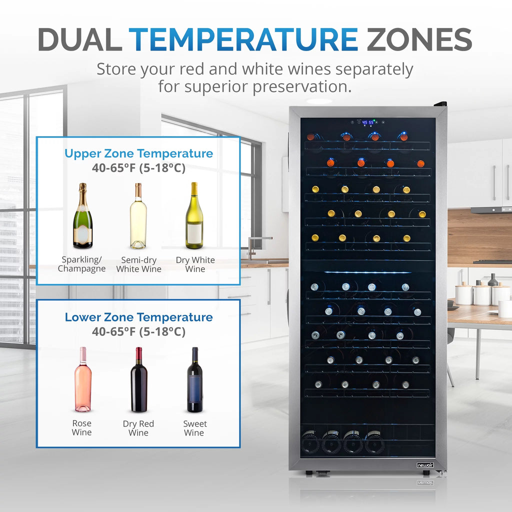 98 Bottle Dual Zone Stainless Steel Wine Refrigerator P174