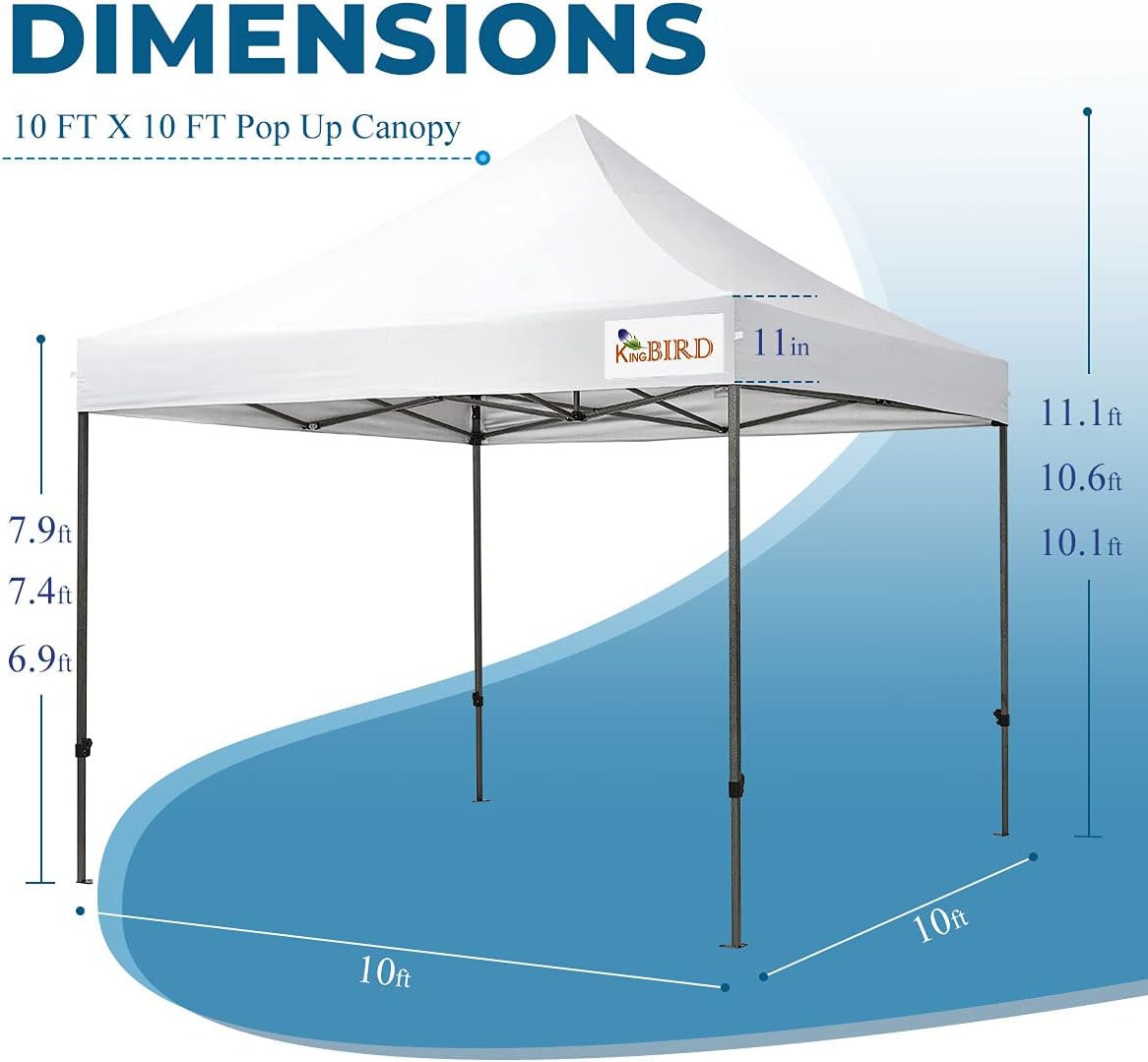 10'x10' Heavy Duty Pop Up Canopy Tent with Roller Bag - White L223654
