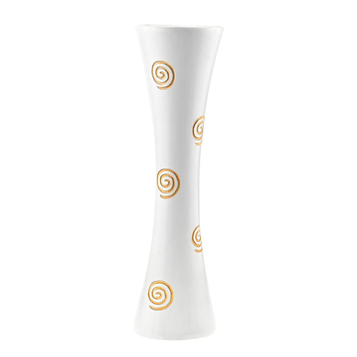 White Carved Spiral Mango Wood Flower Vase Q5893