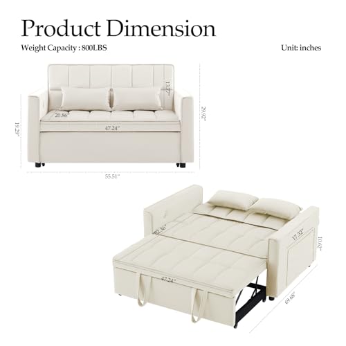 Light Grey Velvet Convertible Sleeper Sofa Couch Bed with USB O49238