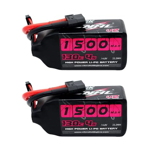 1500mAh 130C 4S Lipo Battery 14.8V with XT60 Plug (2 Packs) D190