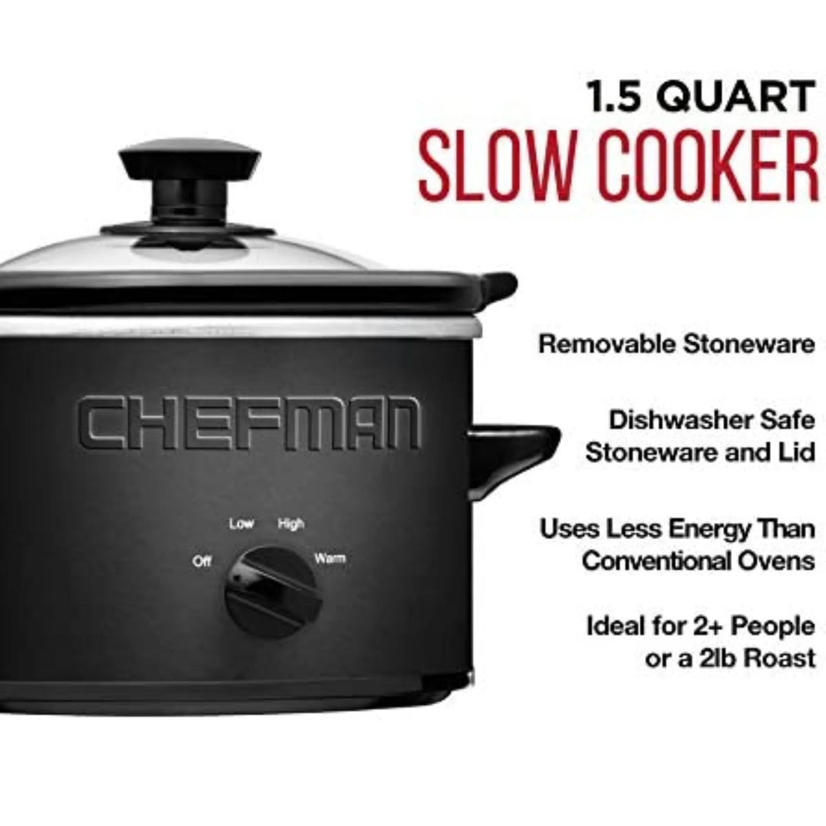 1.5 Quart Black Slow Cooker with Removable Crock and Storage Carrier Y47814