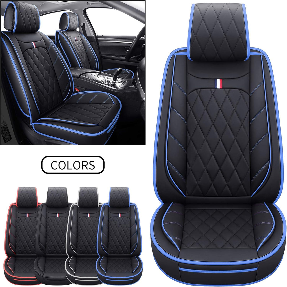 2 PCS Front Waterproof Leather Car Seat Covers J634751