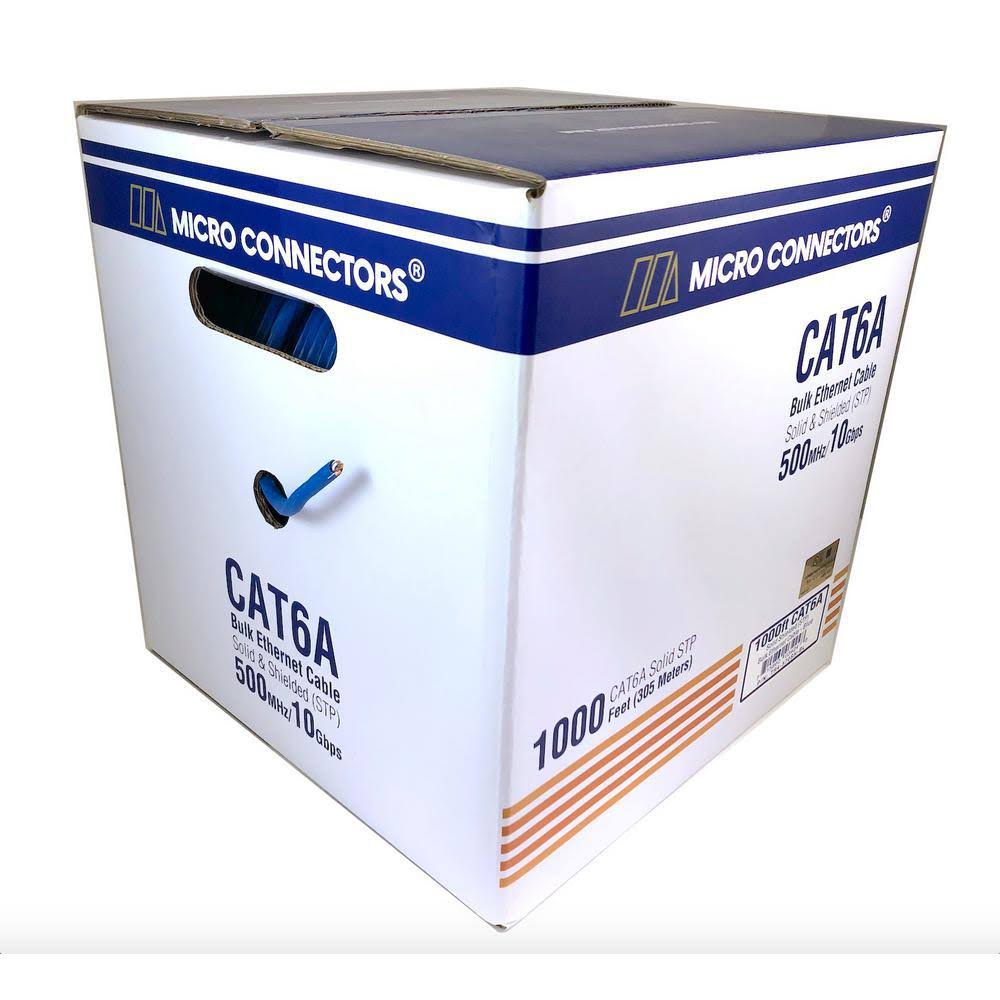 Solid Shielded Cat6a Bulk Ethernet Cable - Blue H618