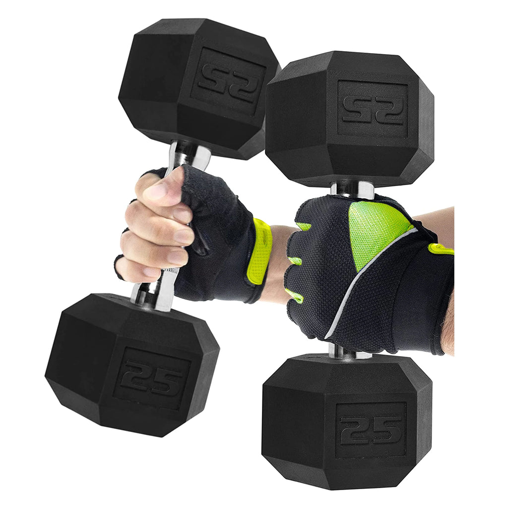 50 lb Rubber Hex Dumbbell Weight Set X8617