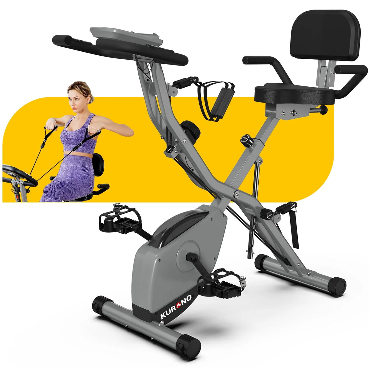 Folding Indoor Cycling Bike 330LB Capacity Magnetic Resistance S6736