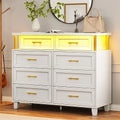White 8 Drawer Led Dresser N7120