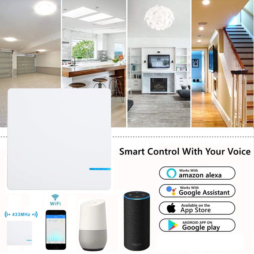 Smart Light Switch WiFi Wall Wireless 1-gang Switch with 2x WIFI Receiver D89752