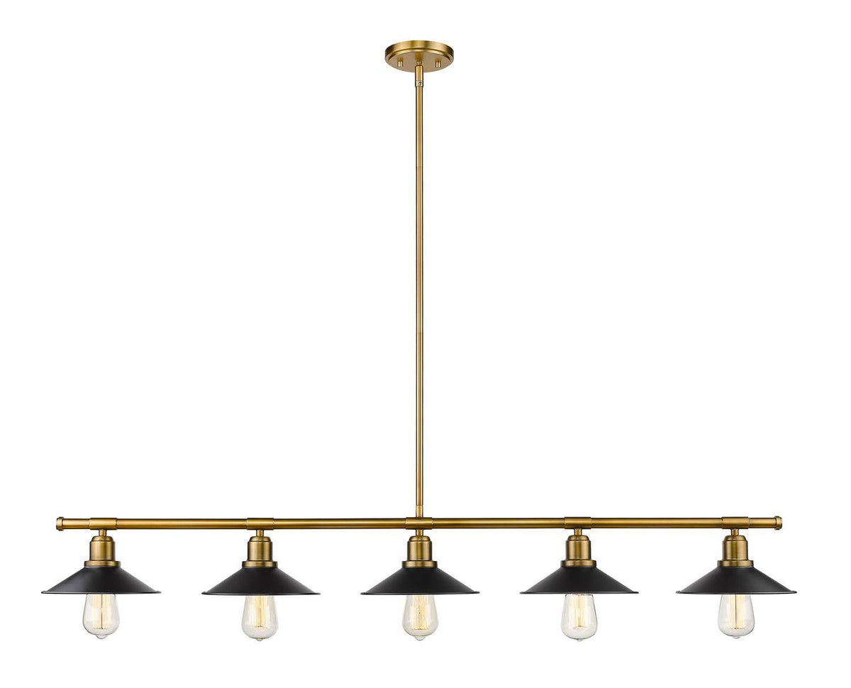 5 Light Island/Billiard in Factory Brass X24831