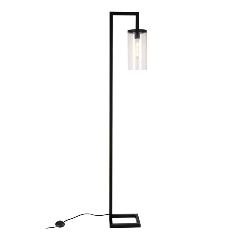 Industrial Black Bronze Floor Lamp with Glass Shade X441