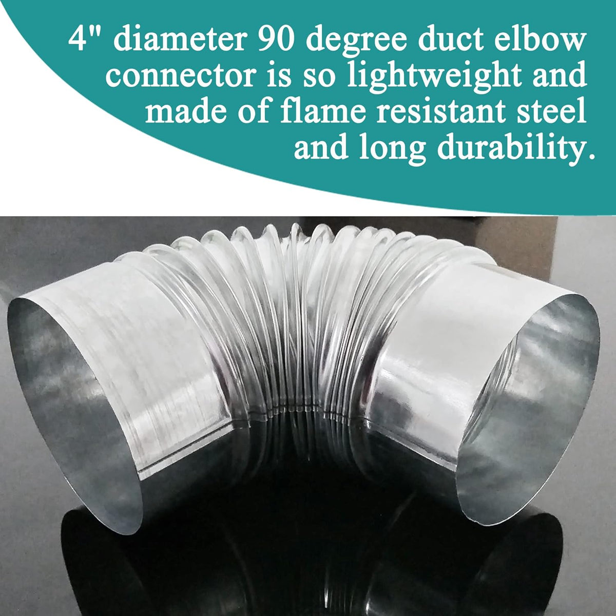 90 Degree Metal Elbow Connector, 4", Silver M488