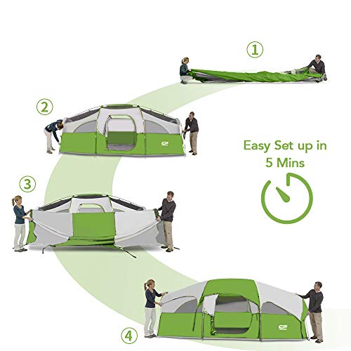8 Person Weather Resistant Camping Tent with Carry Bag N586402