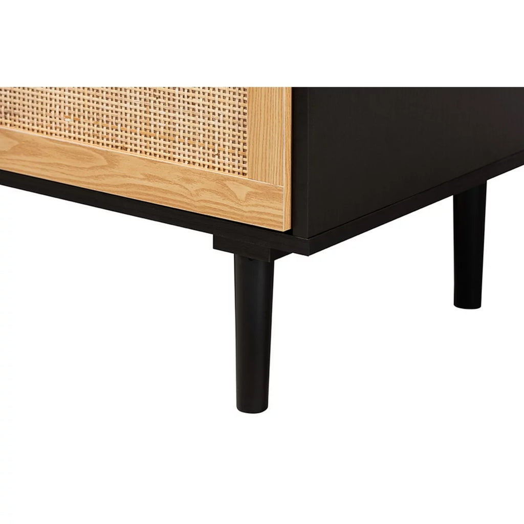 Espresso Brown Wood and Rattan 3-Drawer Dresser Z28758