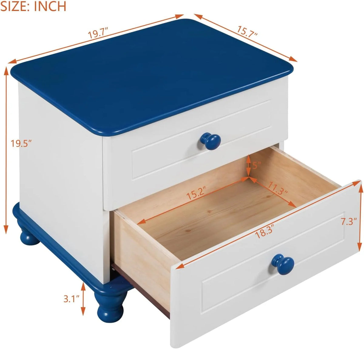 Wooden Nightstand with 2 Drawers G3023
