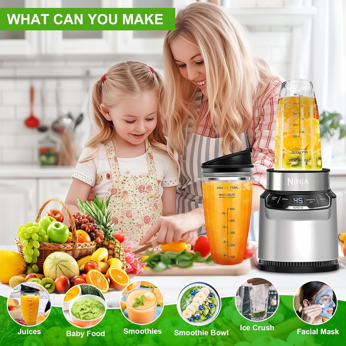 2 24oz Blender Cups with To-Go Lids and 7-Fins Extractor Blade J4606