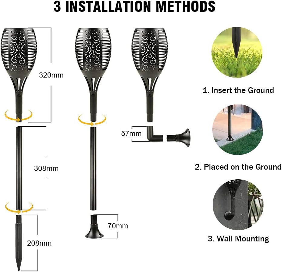 96 LED Waterproof Solar Tiki Torches 4 Pack K3814