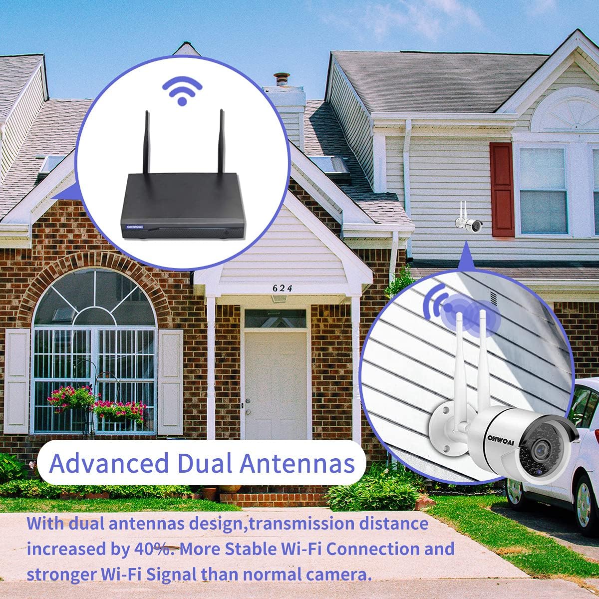 Wireless 8 Channel 1080P NVR Security Camera System with 4TB Hard Drive and 8PCS 1080P IP Cameras H766
