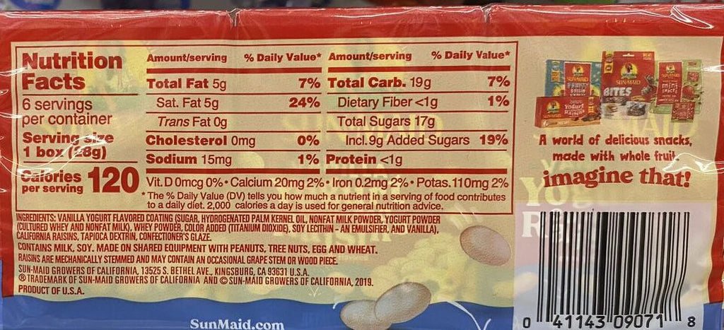 Vanilla Yogurt Covered Raisins 30 Boxes E6285