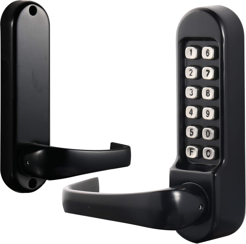 Mechanical Push Button Keypad Lock, 2 3/8 Backset Latch, Satin Chrome Stainless Q6574
