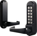 Mechanical Push Button Keypad Lock, 2 3/8 Backset Latch, Satin Chrome Stainless Q6574