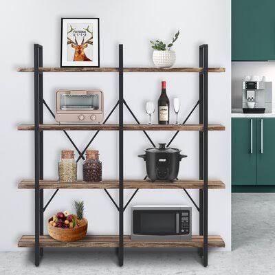 4-Tier Industrial Metal Bookshelf O37037
