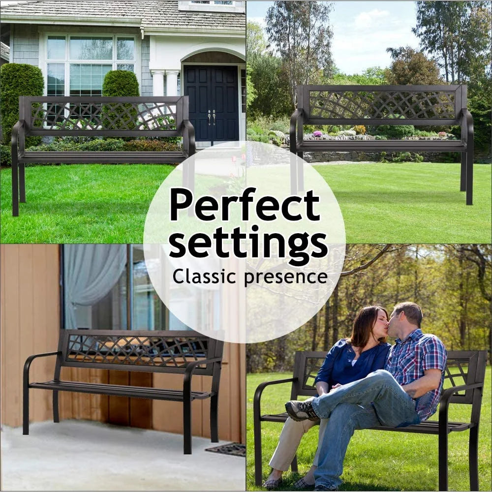 Black Cast Iron Outdoor Bench G62547