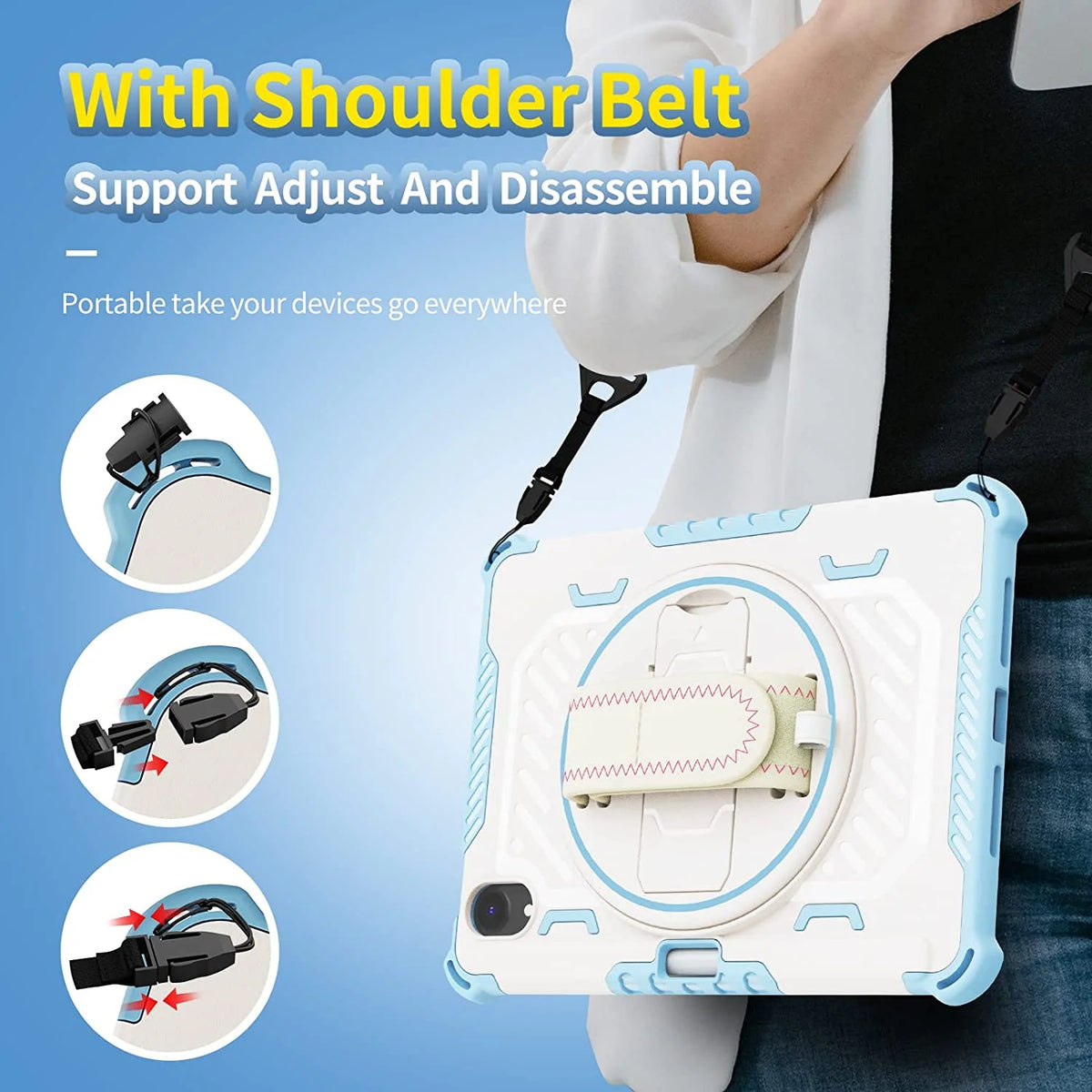 Heavy Duty Protective Case for iPad 10.9 Inch with Rotating Hand Strap & Stand X248750