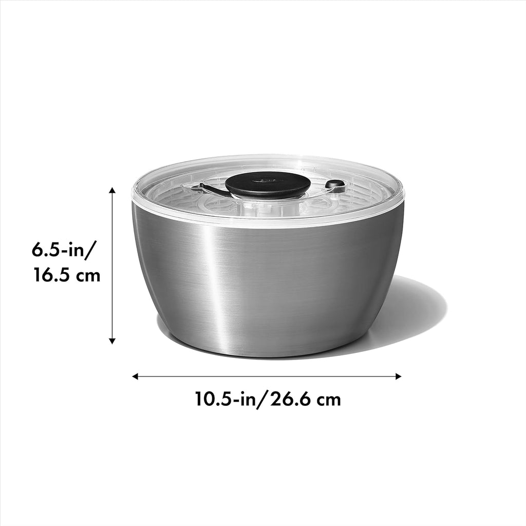 6.34 Qt Stainless Steel Salad Spinner J842945
