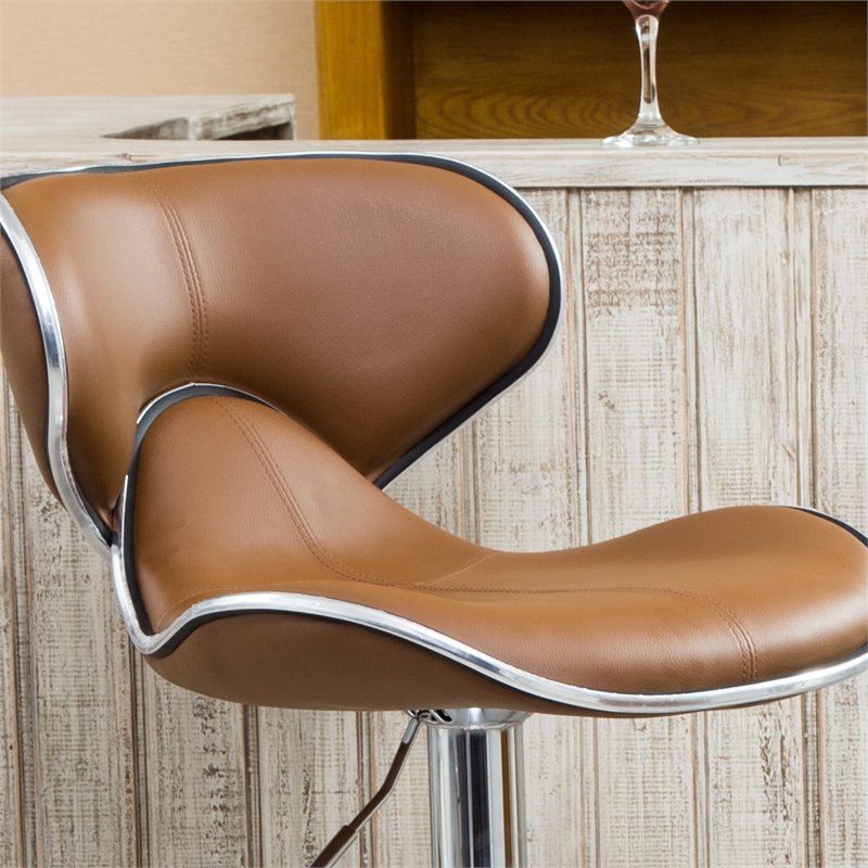 Faux Leather Swivel Barstool in Camel - Set of 4 R6582