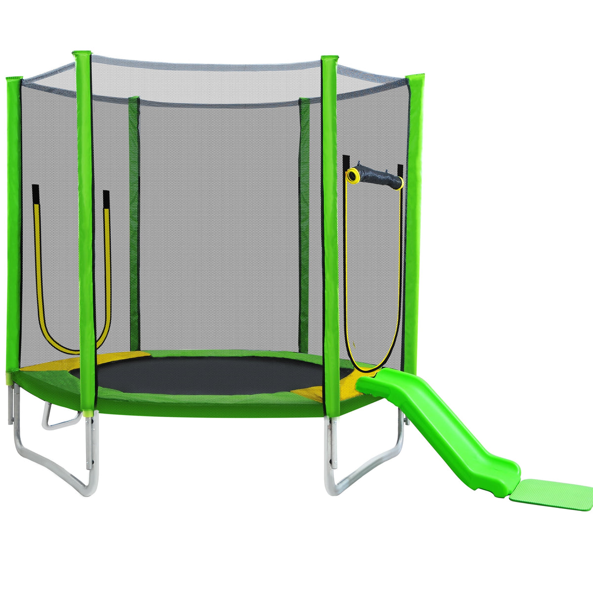 7Ft Round Trampoline with Safety Enclosure Net, Slide and Ladder D894307